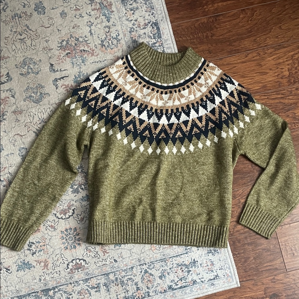Tommy Hilfiger Olive and Navy Fair Isle Sweater